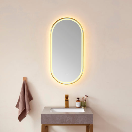Vinnova, 18'' Oval LED Lighted Accent Bathroom/Vanity Wall Mirror