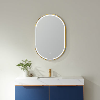 Vinnova, 24'' Oval LED Lighted Accent Bathroom/Vanity Wall Mirror