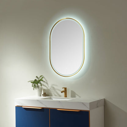 Vinnova, 24'' Oval LED Lighted Accent Bathroom/Vanity Wall Mirror