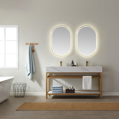 Vinnova, 24'' Oval LED Lighted Accent Bathroom/Vanity Wall Mirror