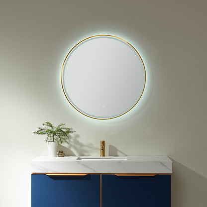 Vinnova, 32'' Round LED Lighted Accent Bathroom/Vanity Wall Mirror