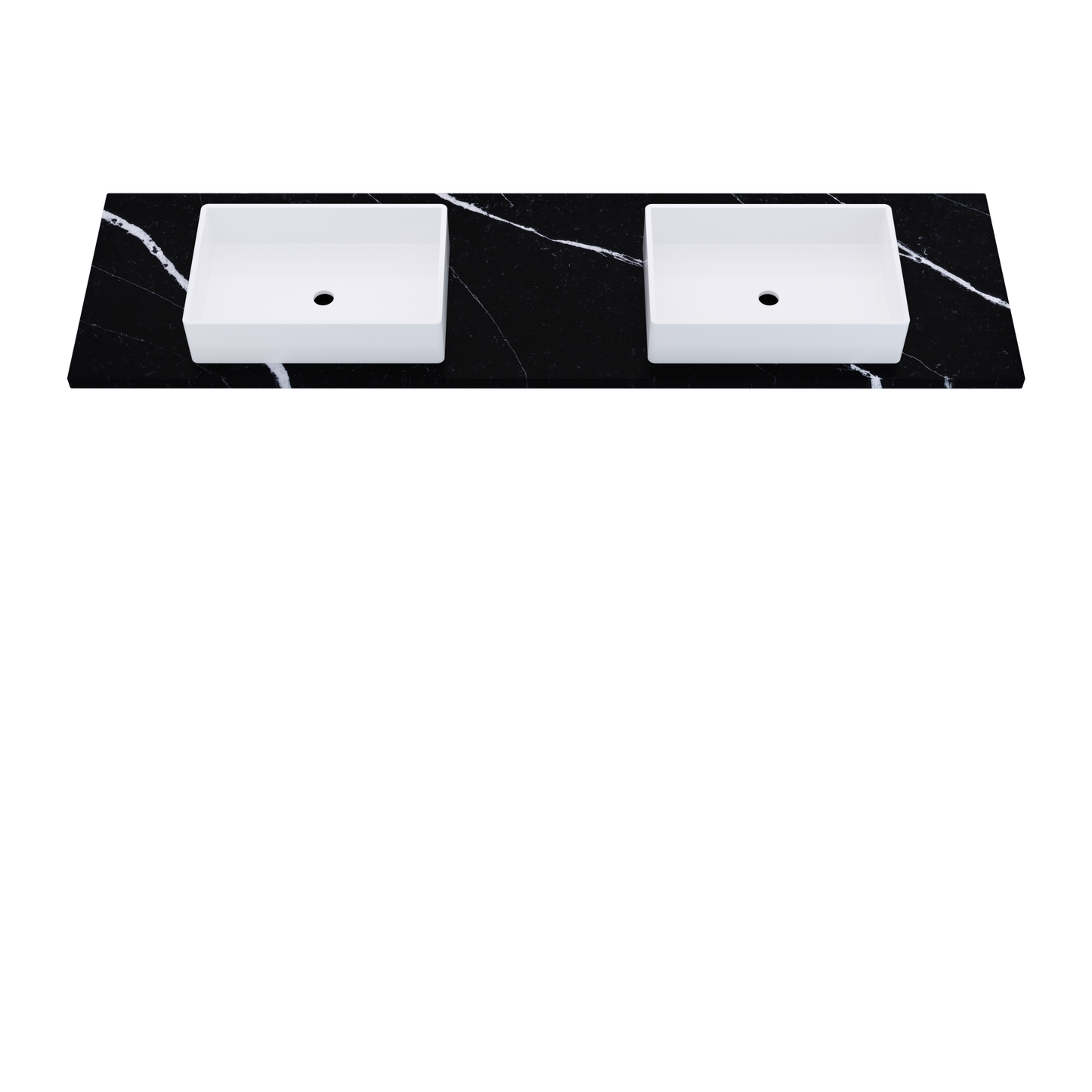 79" Vanderloc Silestone® Quartz Bathroom Vanity Top | Double Vigo Sink | Centered in Eternal Marquina