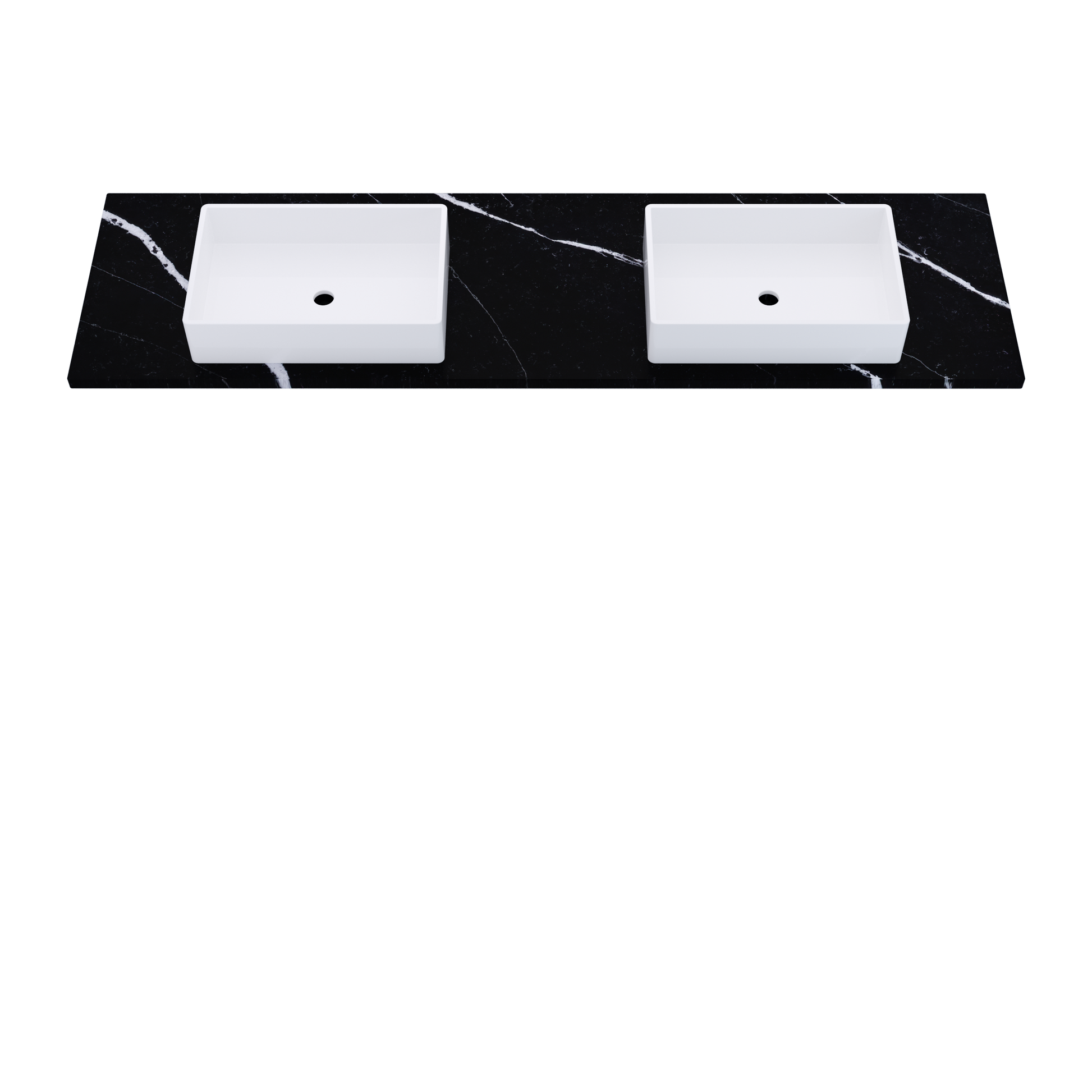 79" Vanderloc Silestone® Quartz Bathroom Vanity Top | Double Vigo Sink | Centered in Eternal Marquina