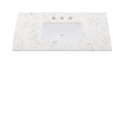 43" Vanderloc Silestone® Quartz Bathroom Vanity Top | Single Rectangle Sink | Centered in Lyra