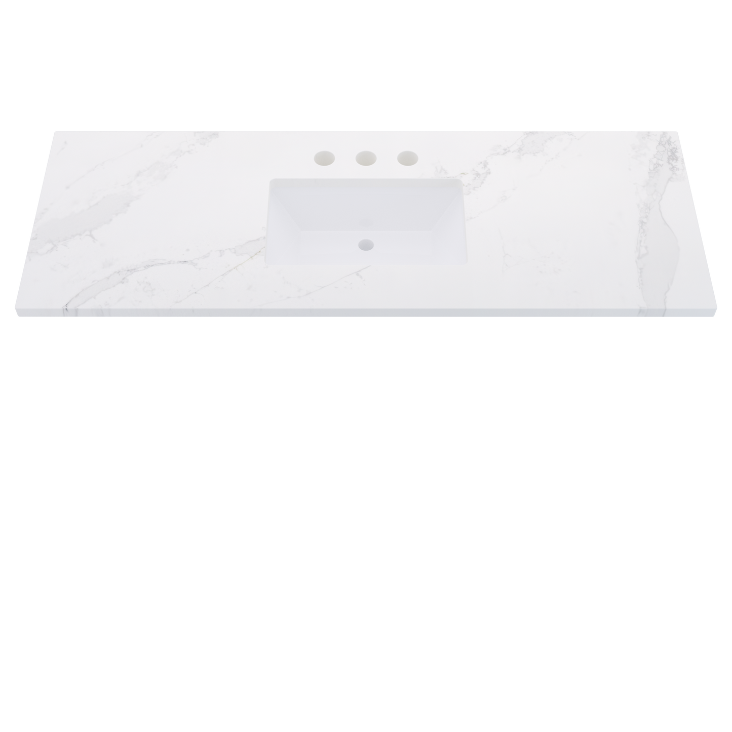 61" Vanderloc Silestone® Quartz Bathroom Vanity Top | Single Rectangle Sink | Centered in Et Calacatta Gold