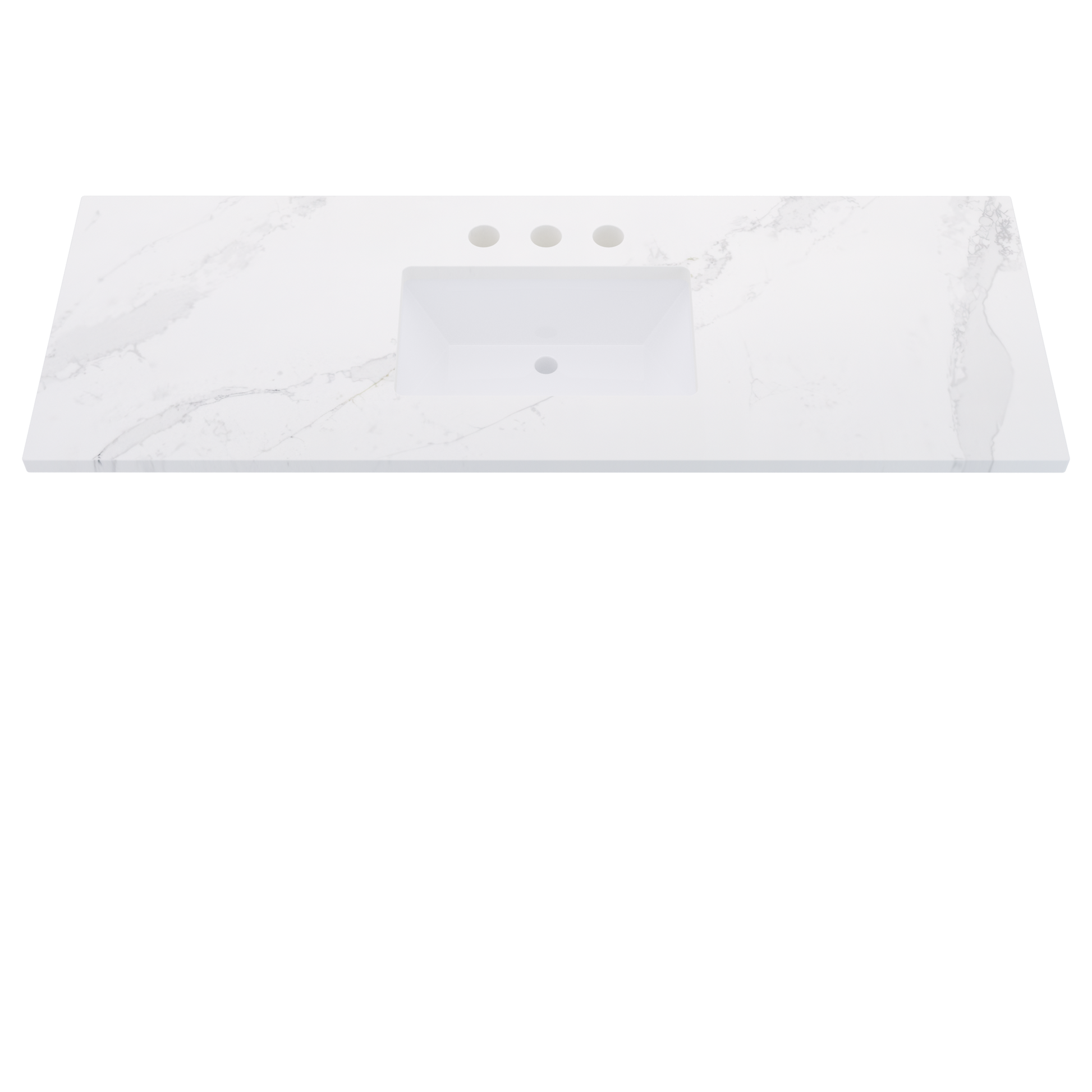 61" Vanderloc Silestone® Quartz Bathroom Vanity Top | Single Rectangle Sink | Centered in Et Calacatta Gold