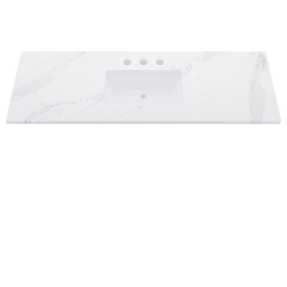 61" Vanderloc Silestone® Quartz Bathroom Vanity Top | Single Rectangle Sink | Centered in Et Calacatta Gold