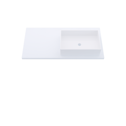 43" Vanderloc Silestone® Quartz Bathroom Vanity Top | Single Vigo Sink | Offset in Miami White