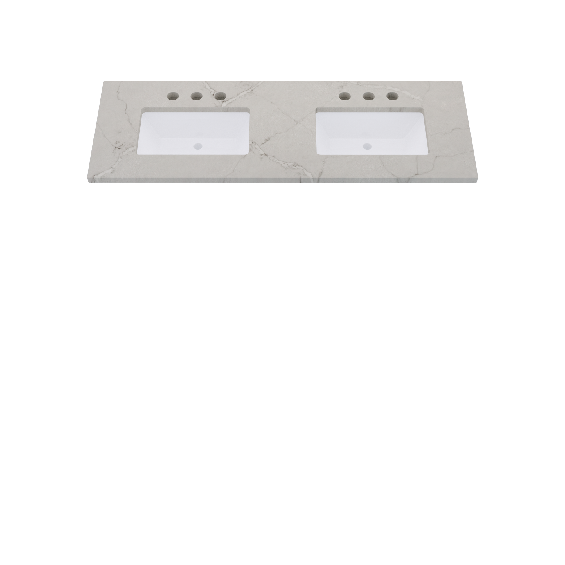 61" Vanderloc Silestone® Quartz Bathroom Vanity Top | Double Rectangle Sink | Centered in Victorian Silver