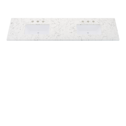 79" Vanderloc Silestone® Quartz Bathroom Vanity Top | Double Rectangle Sink | Centered in Lyra
