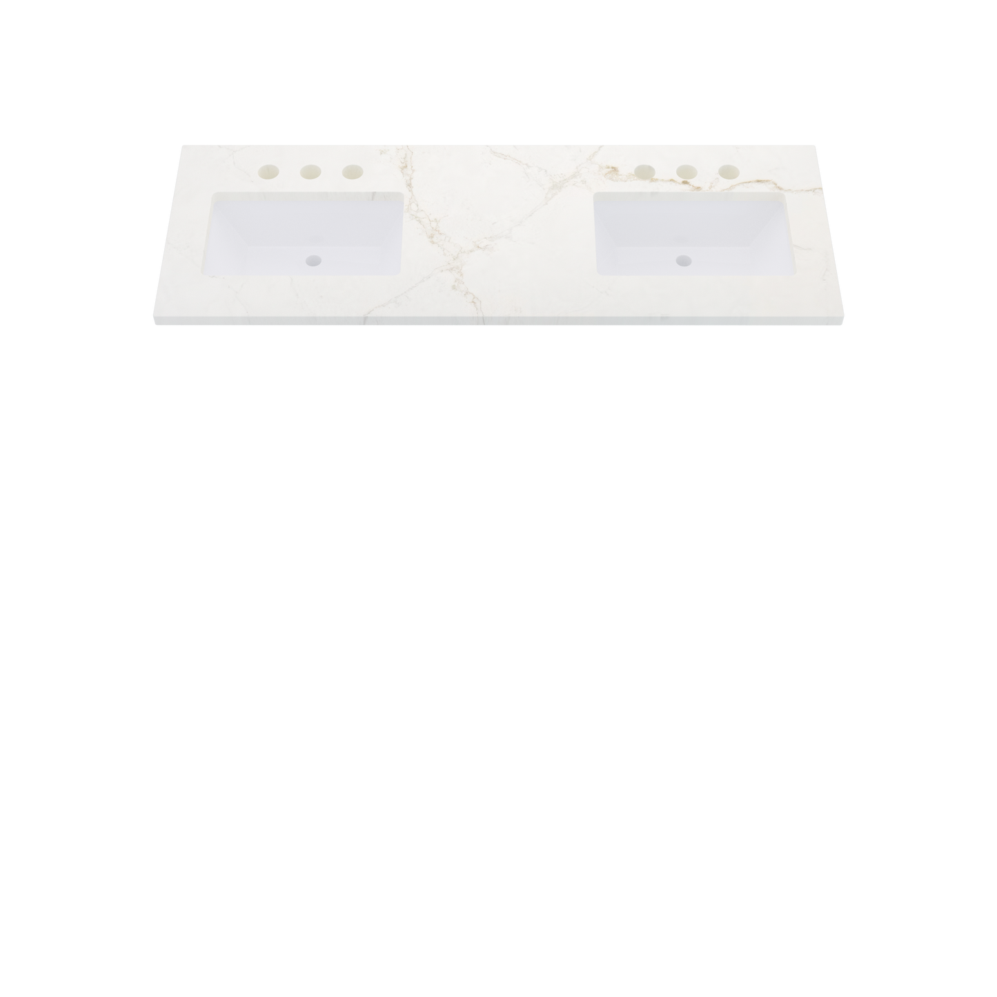 61" Vanderloc Silestone® Quartz Bathroom Vanity Top | Double Rectangle Sink | Offset in Blanc Elysee