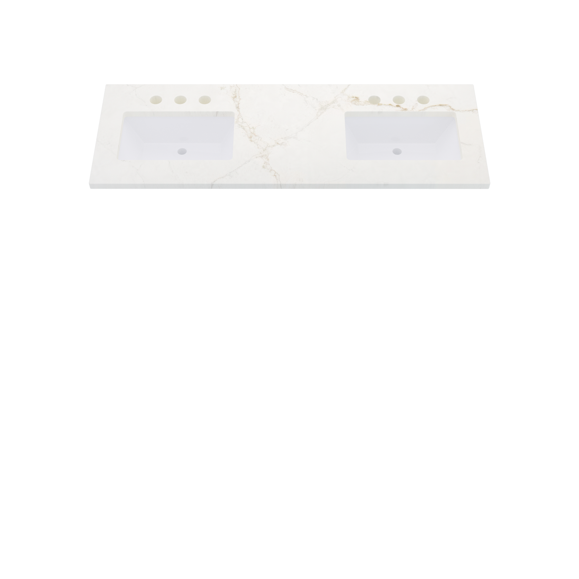 61" Vanderloc Silestone® Quartz Bathroom Vanity Top | Double Rectangle Sink | Offset in Blanc Elysee