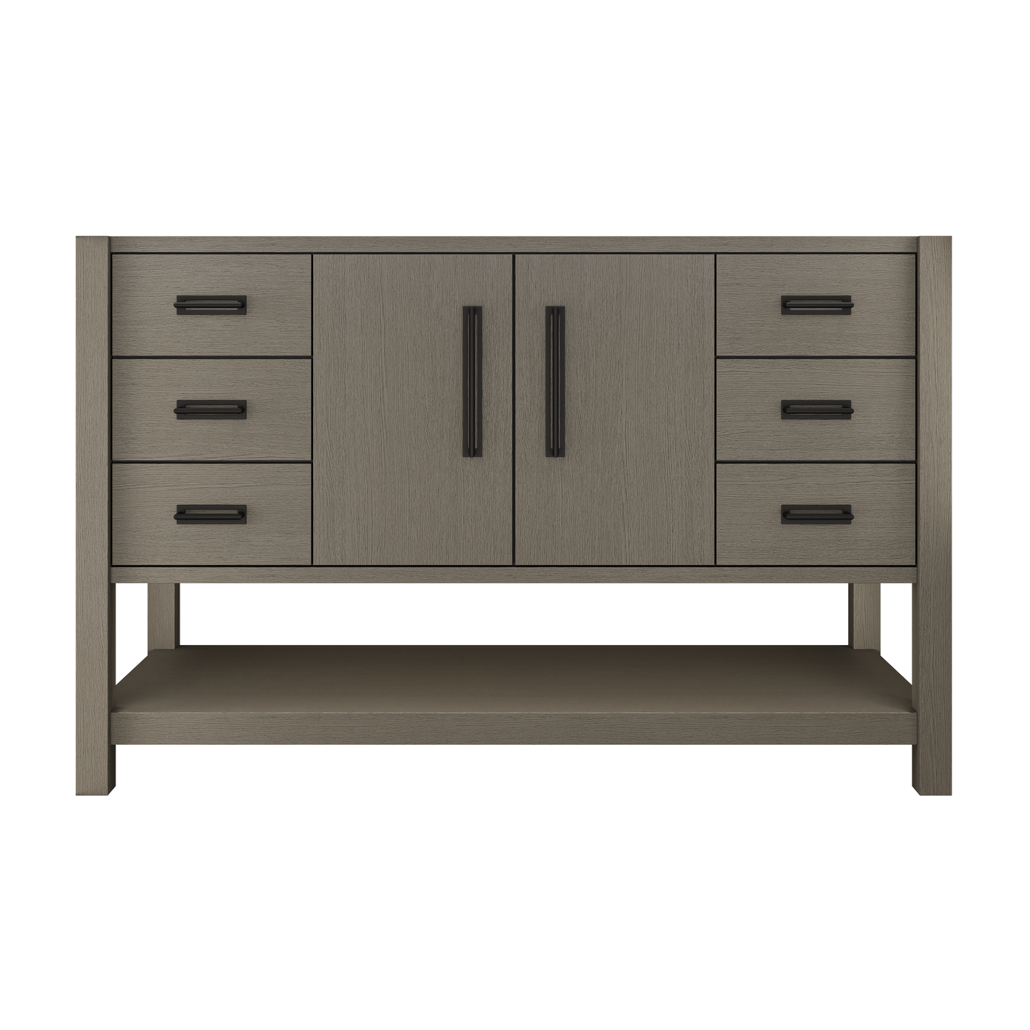 Kiawah Single Extra-Wide Bath Vanity 54in Gray Weathered Matte Black