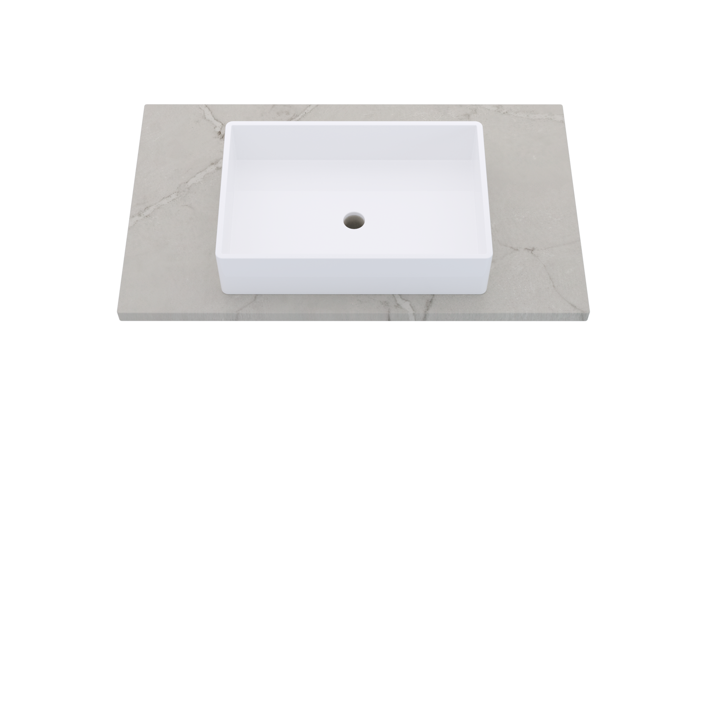 37" Vanderloc Silestone® Quartz Bathroom Vanity Top | Single Vigo Sink | Centered in Victorian Silver