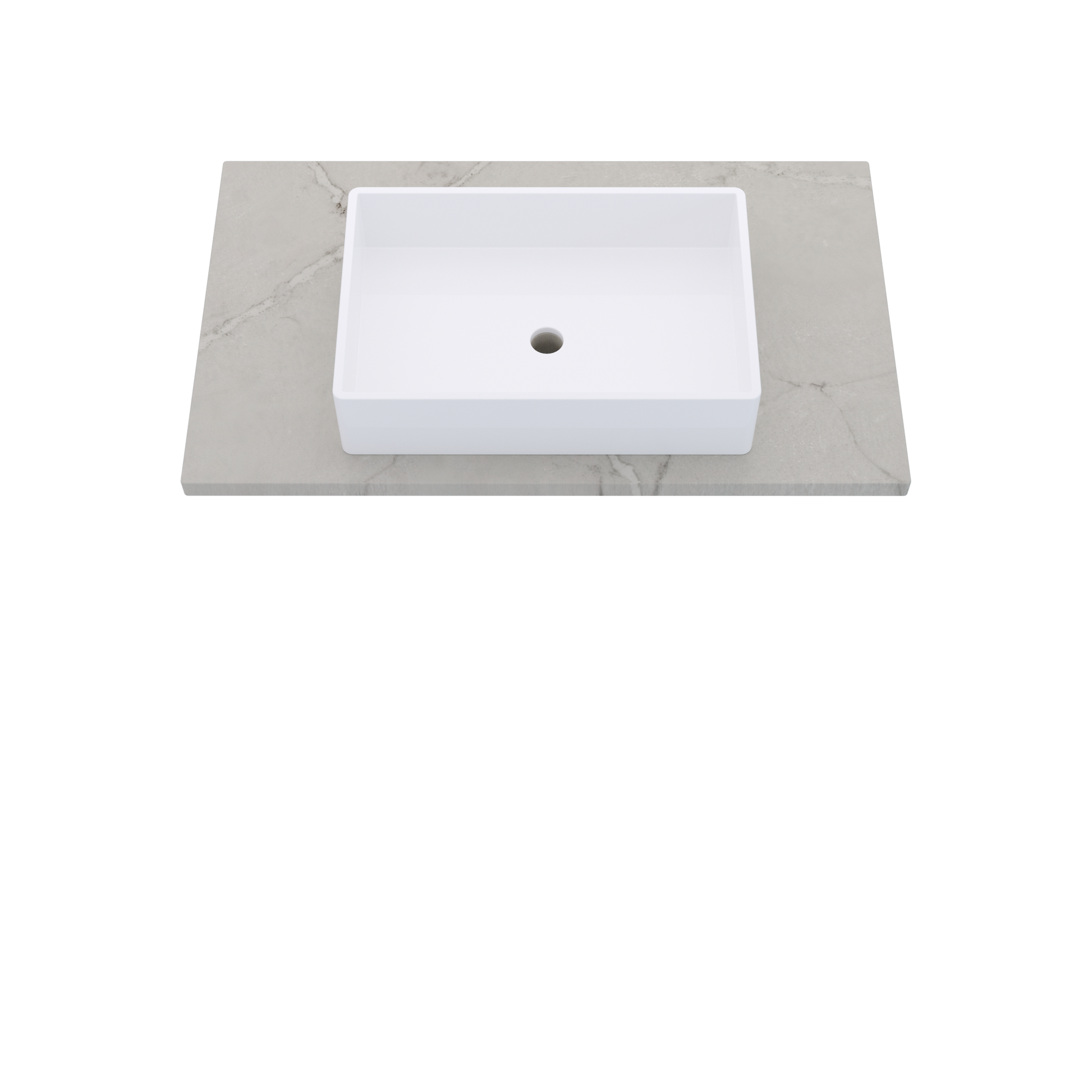 37" Vanderloc Silestone® Quartz Bathroom Vanity Top | Single Vigo Sink | Centered in Victorian Silver