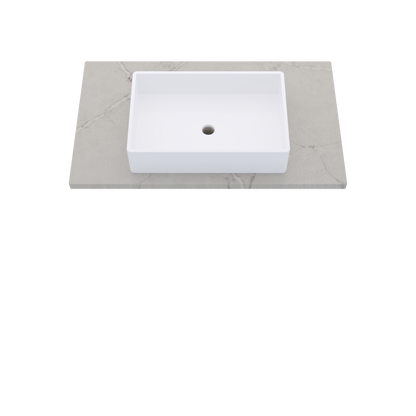 37" Vanderloc Silestone® Quartz Bathroom Vanity Top | Single Vigo Sink | Centered in Victorian Silver