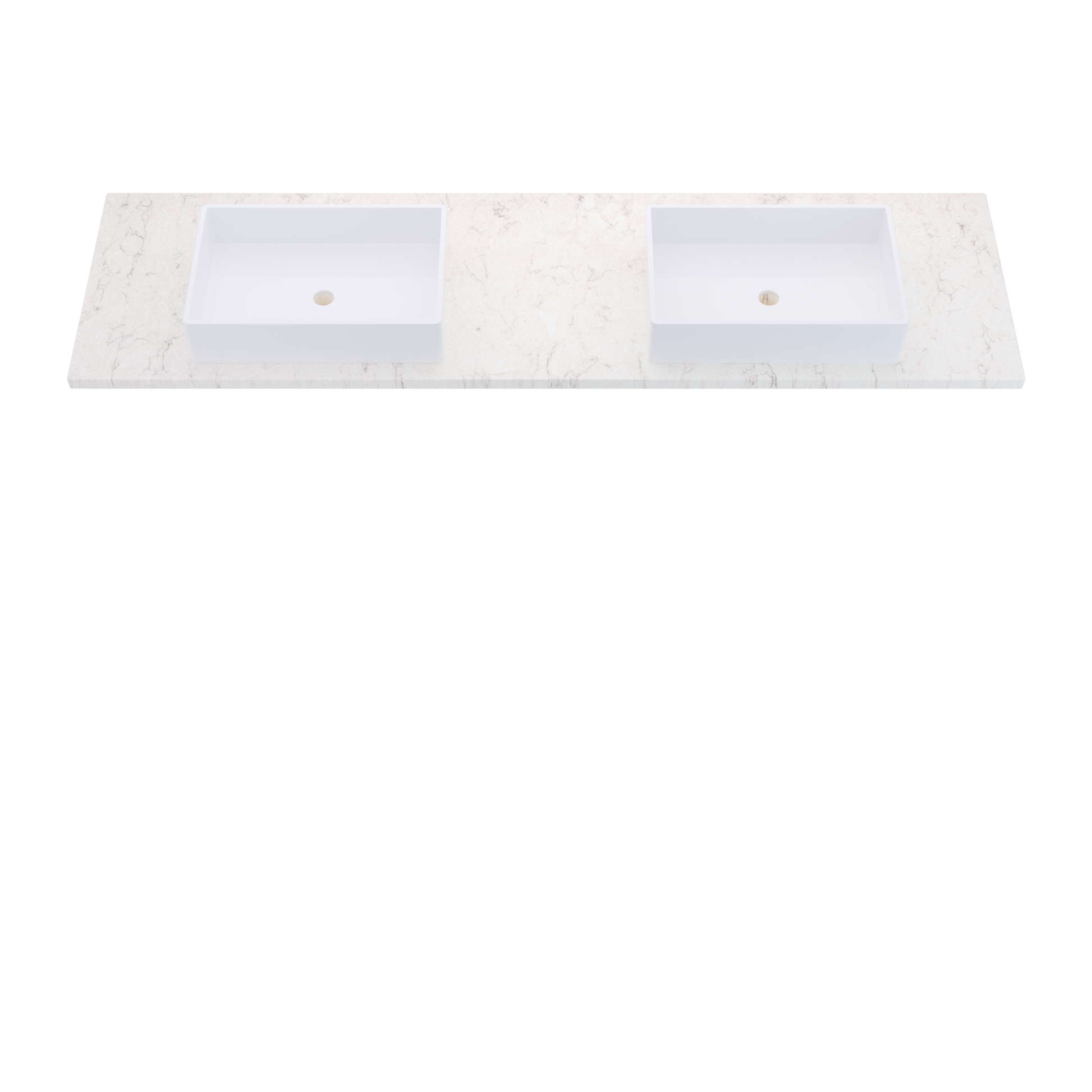 79" Vanderloc Silestone® Quartz Bathroom Vanity Top | Double Vigo Sink | Centered in Snowy Ibiza