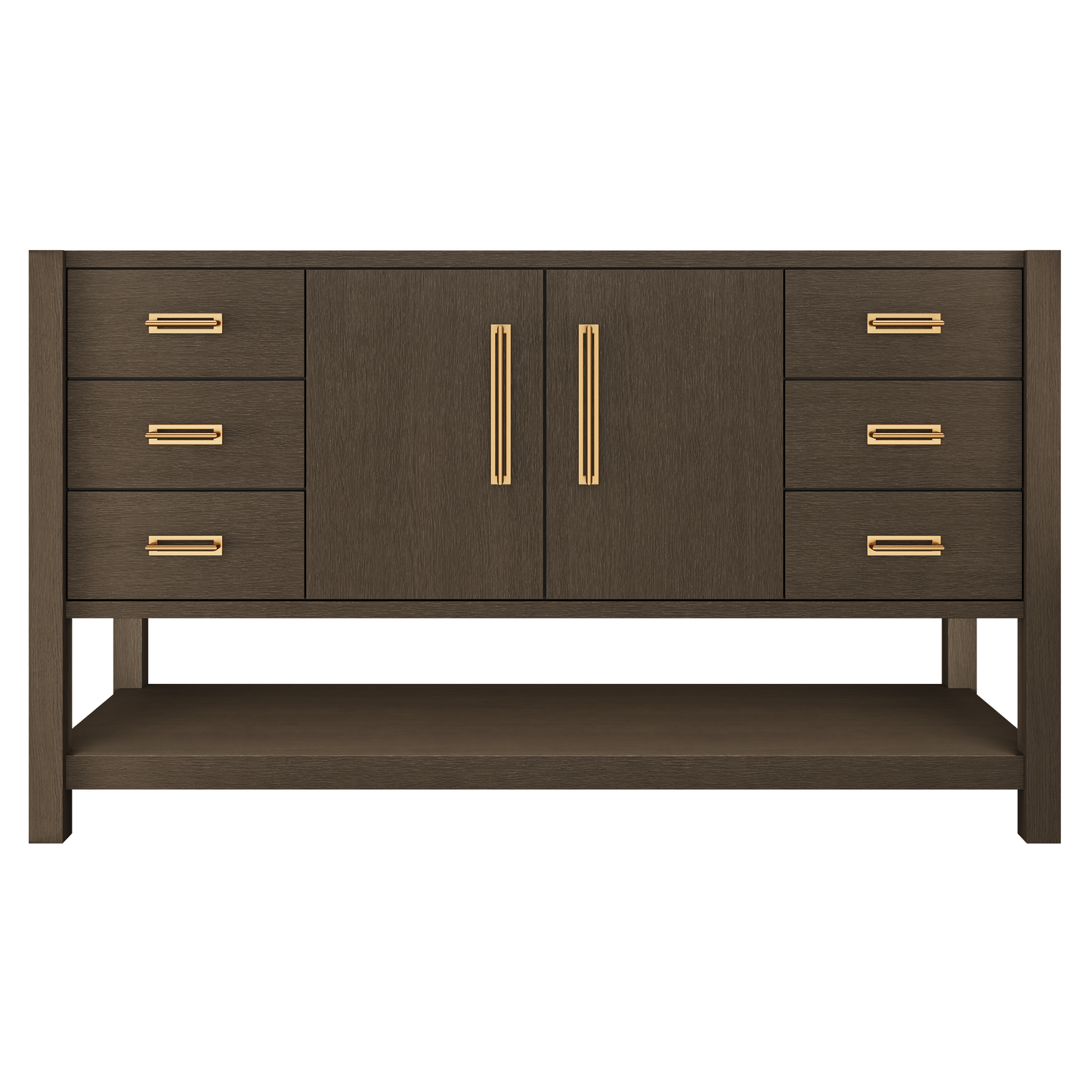 Kiawah Single Extra-Wide Bath Vanity 60in Russet Shadow Satin Gold