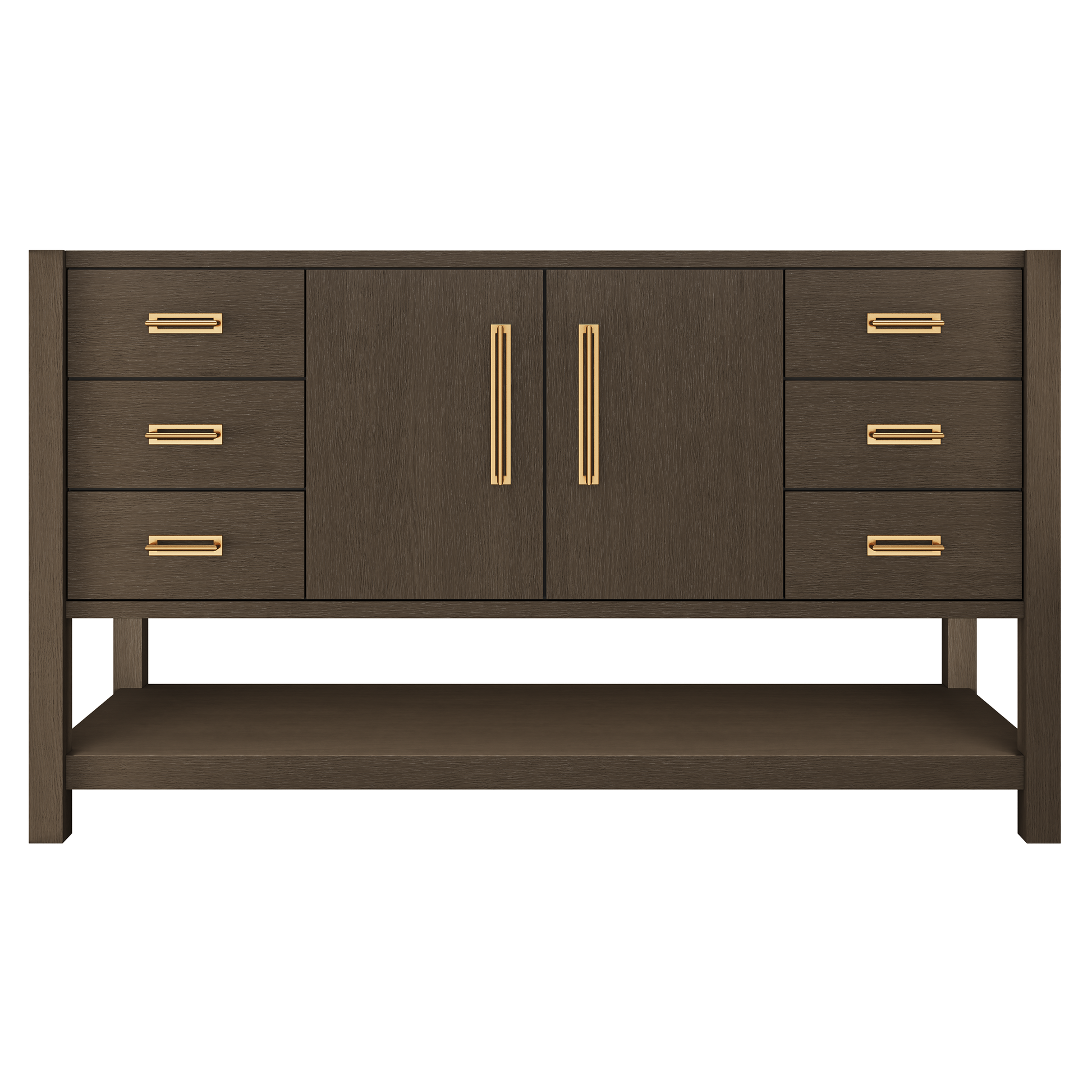 Kiawah Single Extra-Wide Bath Vanity 60in Russet Shadow Satin Gold