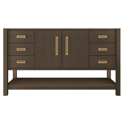 Kiawah Single Extra-Wide Bath Vanity 60in Russet Shadow Satin Gold