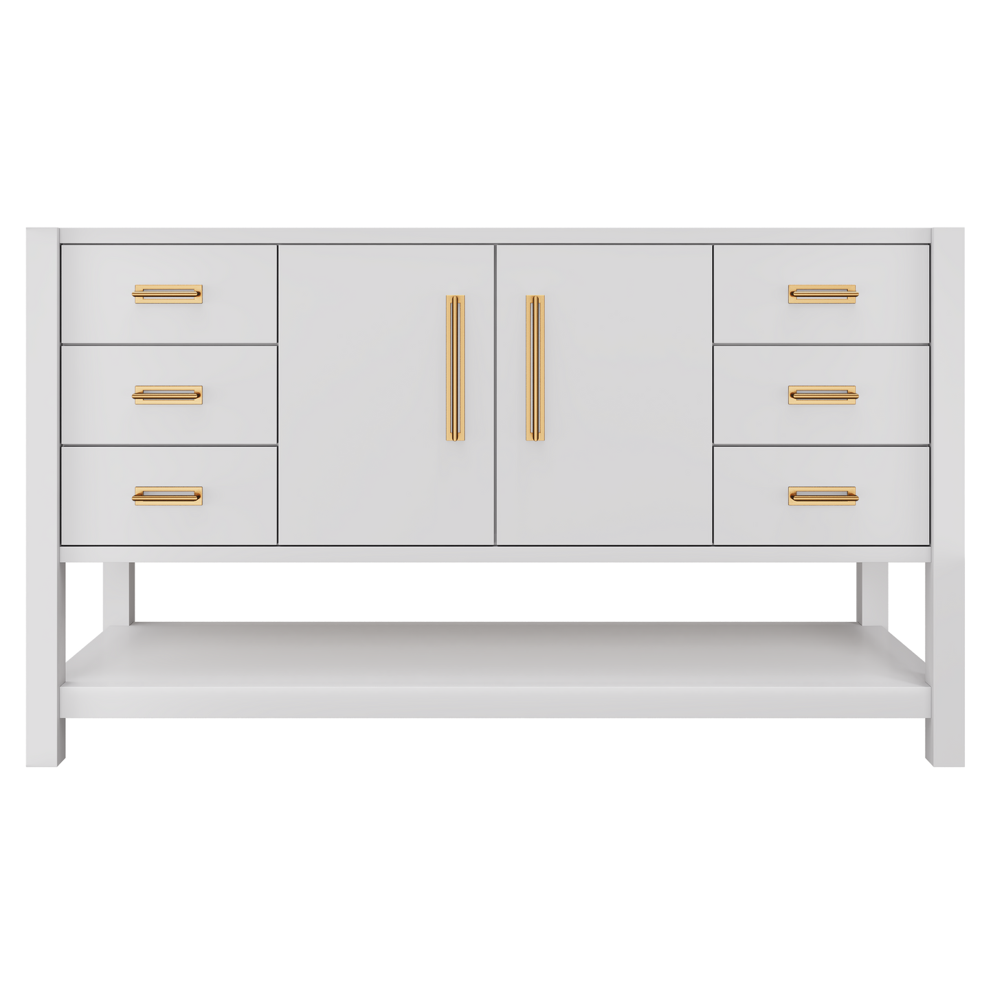 Kiawah Single Extra-Wide Bath Vanity 60in Strong White Satin Gold