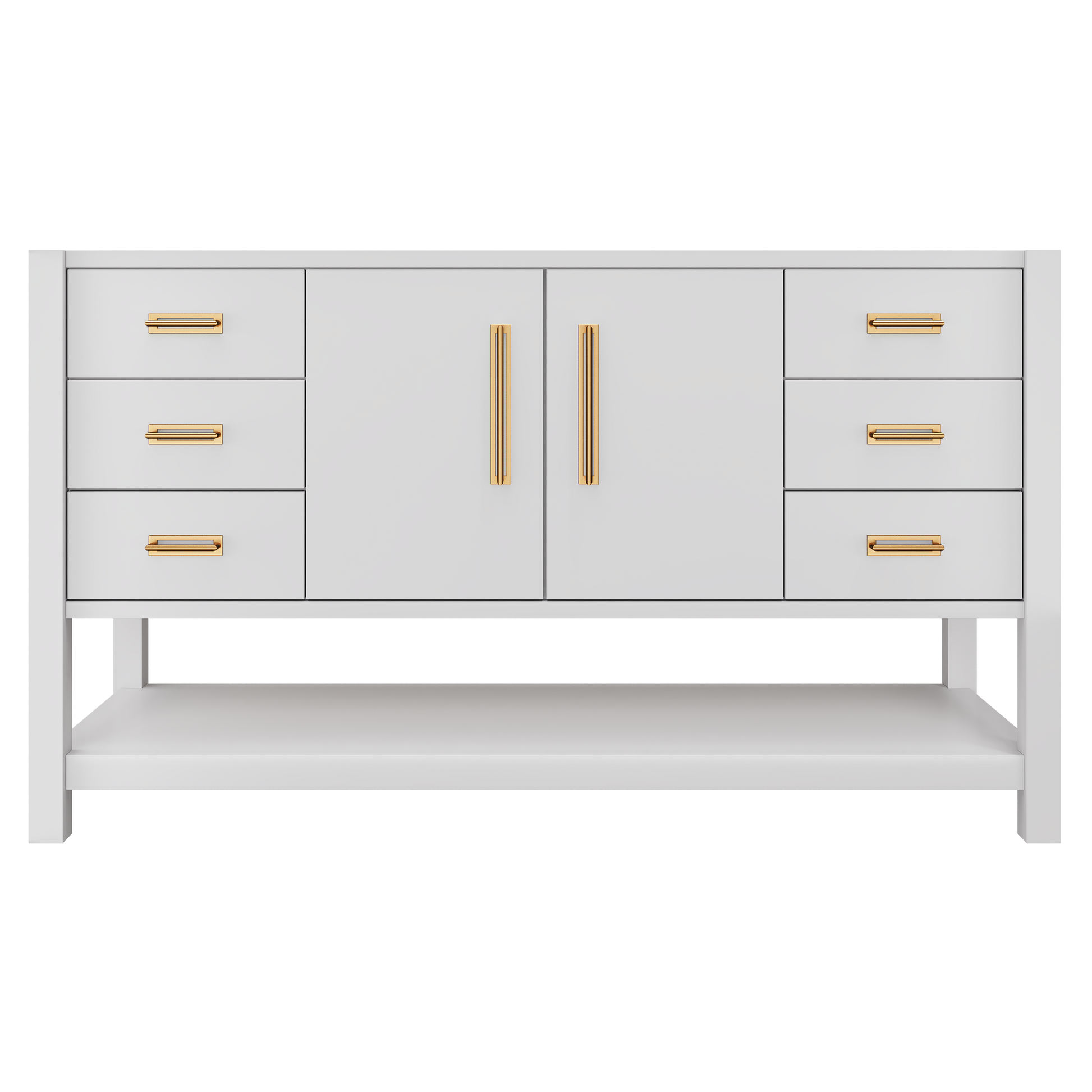 Kiawah Single Extra-Wide Bath Vanity 60in Strong White Satin Gold