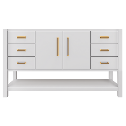 Kiawah Single Extra-Wide Bath Vanity 60in Strong White Satin Gold