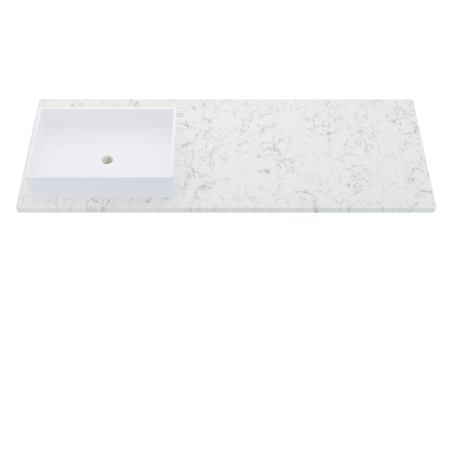 61" Vanderloc Silestone® Quartz Bathroom Vanity Top | Single Rectangle Sink | Offset in Lyra
