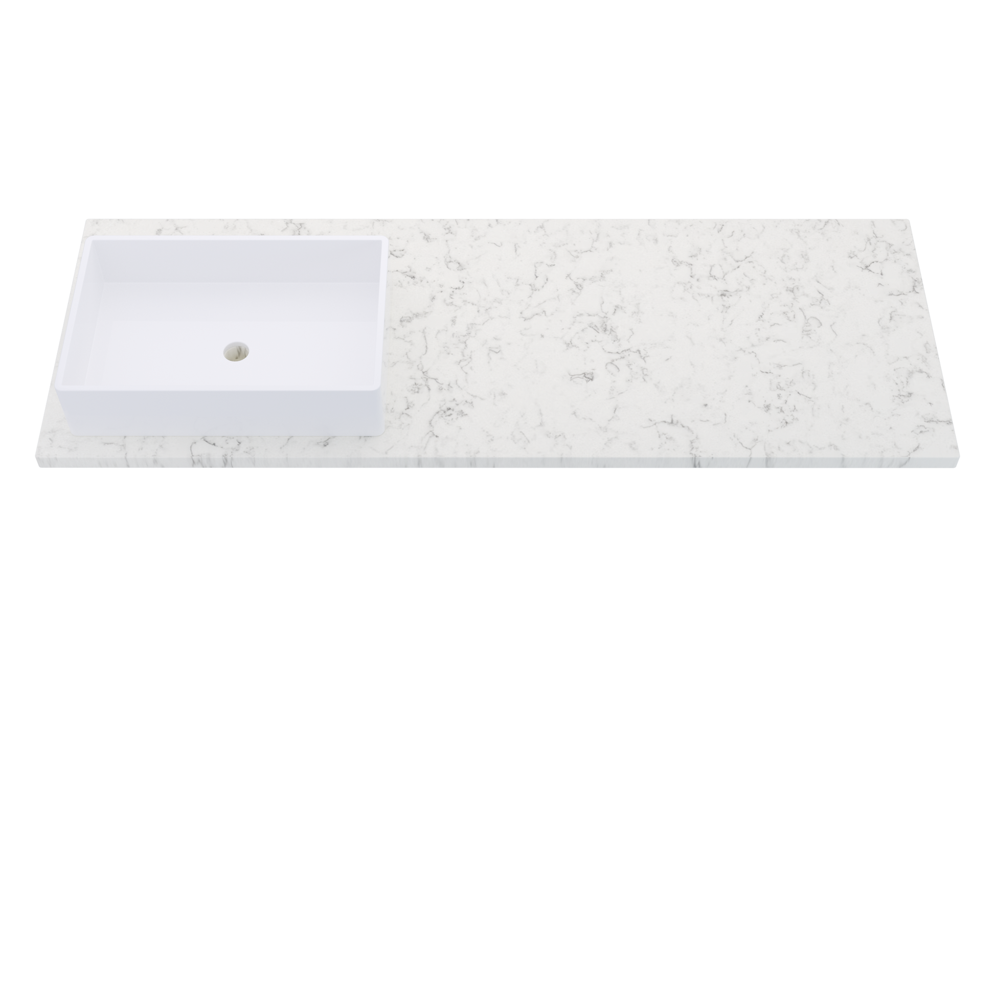 61" Vanderloc Silestone® Quartz Bathroom Vanity Top | Single Rectangle Sink | Offset in Lyra