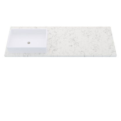 61" Vanderloc Silestone® Quartz Bathroom Vanity Top | Single Rectangle Sink | Offset in Lyra
