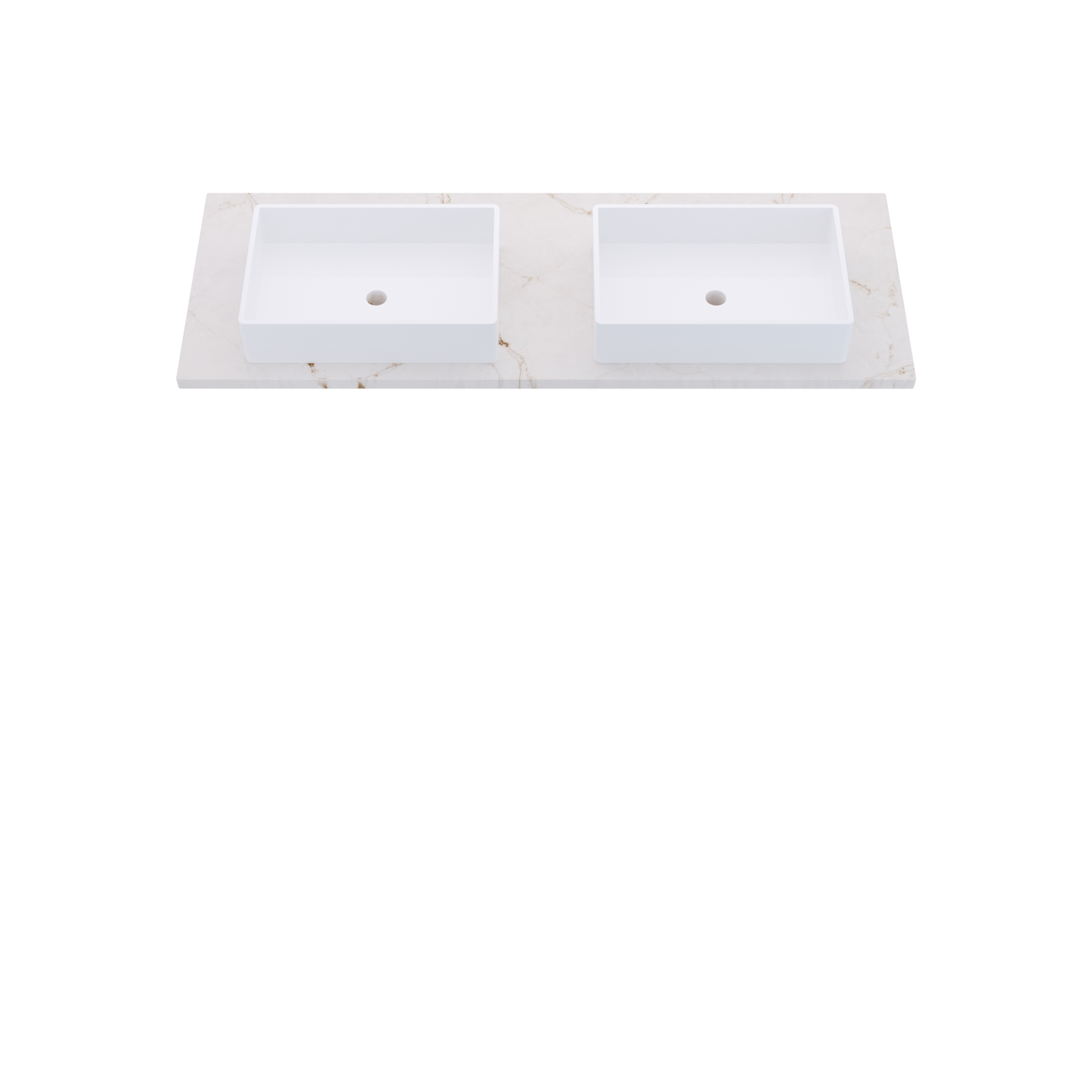 61" Vanderloc Silestone® Quartz Bathroom Vanity Top | Double Vigo Sink | Centered in Versailles Ivory