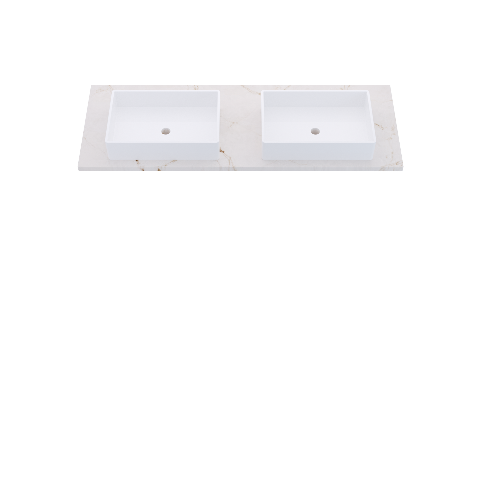 61" Vanderloc Silestone® Quartz Bathroom Vanity Top | Double Vigo Sink | Centered in Versailles Ivory