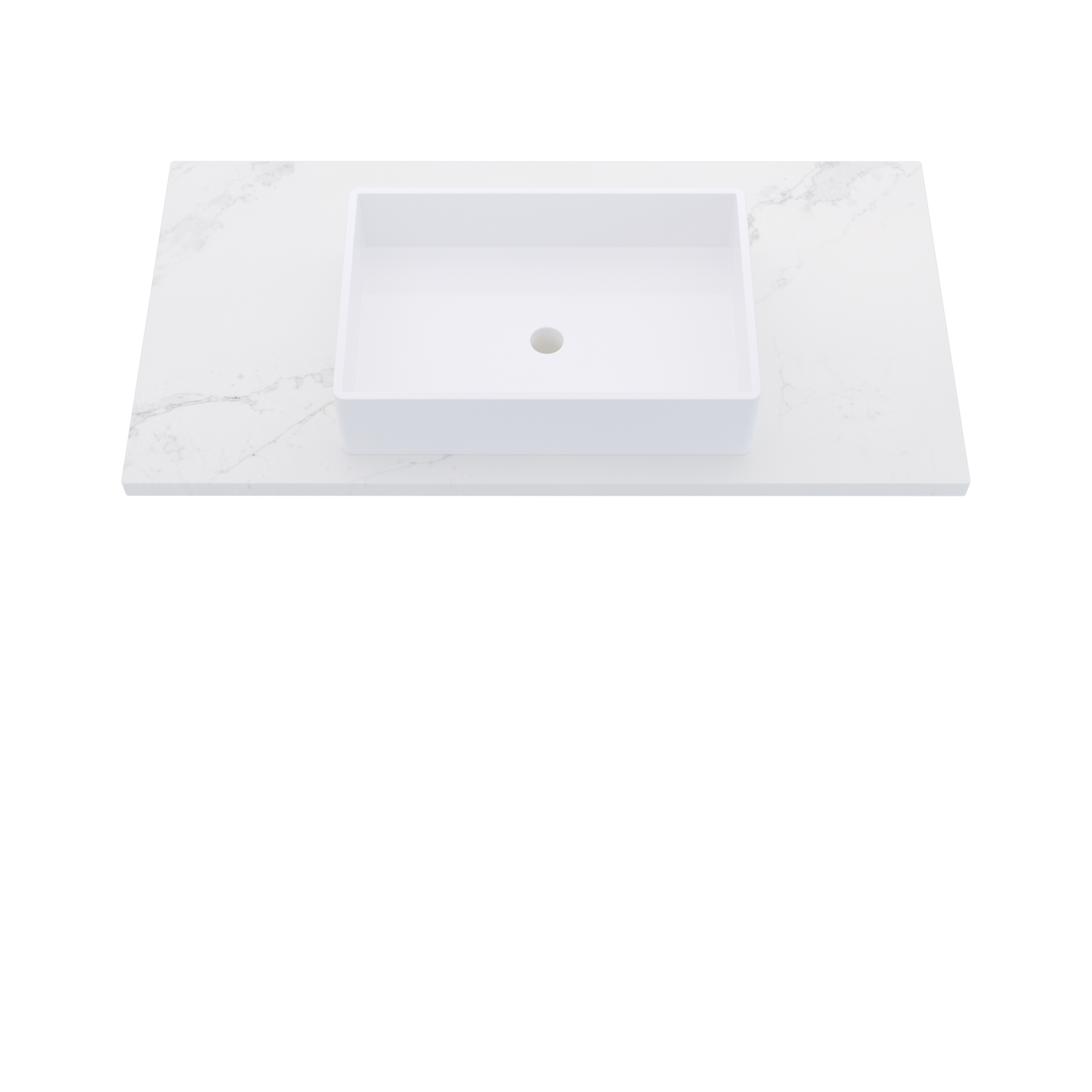 43" Vanderloc Silestone® Quartz Bathroom Vanity Top | Single Vigo Sink | Centered in Et Calacatta Gold