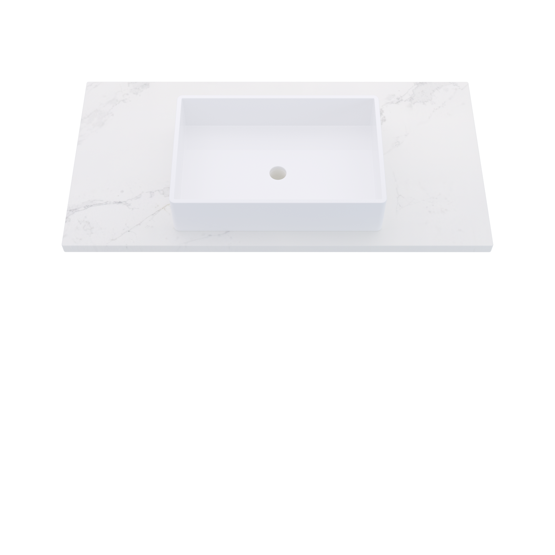 43" Vanderloc Silestone® Quartz Bathroom Vanity Top | Single Vigo Sink | Centered in Et Calacatta Gold