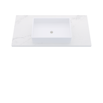 43" Vanderloc Silestone® Quartz Bathroom Vanity Top | Single Vigo Sink | Centered in Et Calacatta Gold