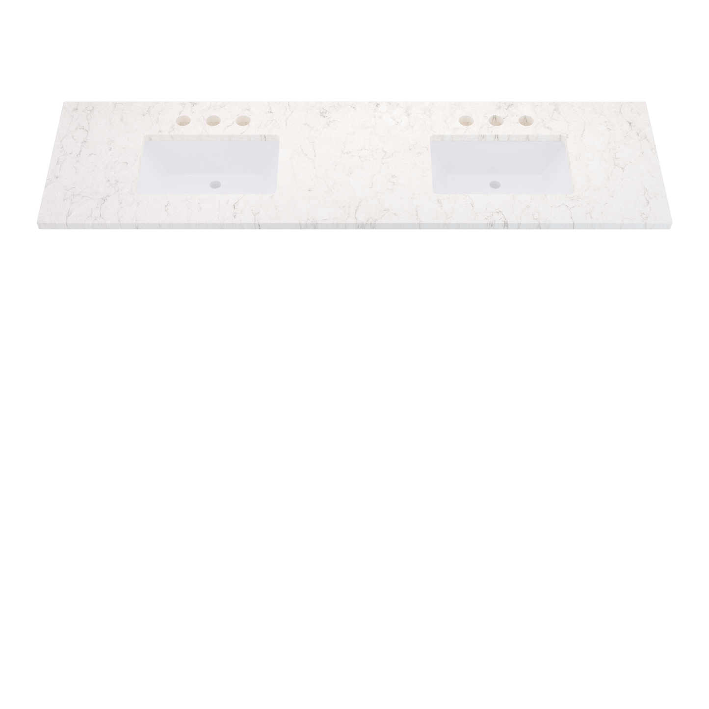 79" Vanderloc Silestone® Quartz Bathroom Vanity Top | Double Rectangle Sink | Centered in Snowy Ibiza