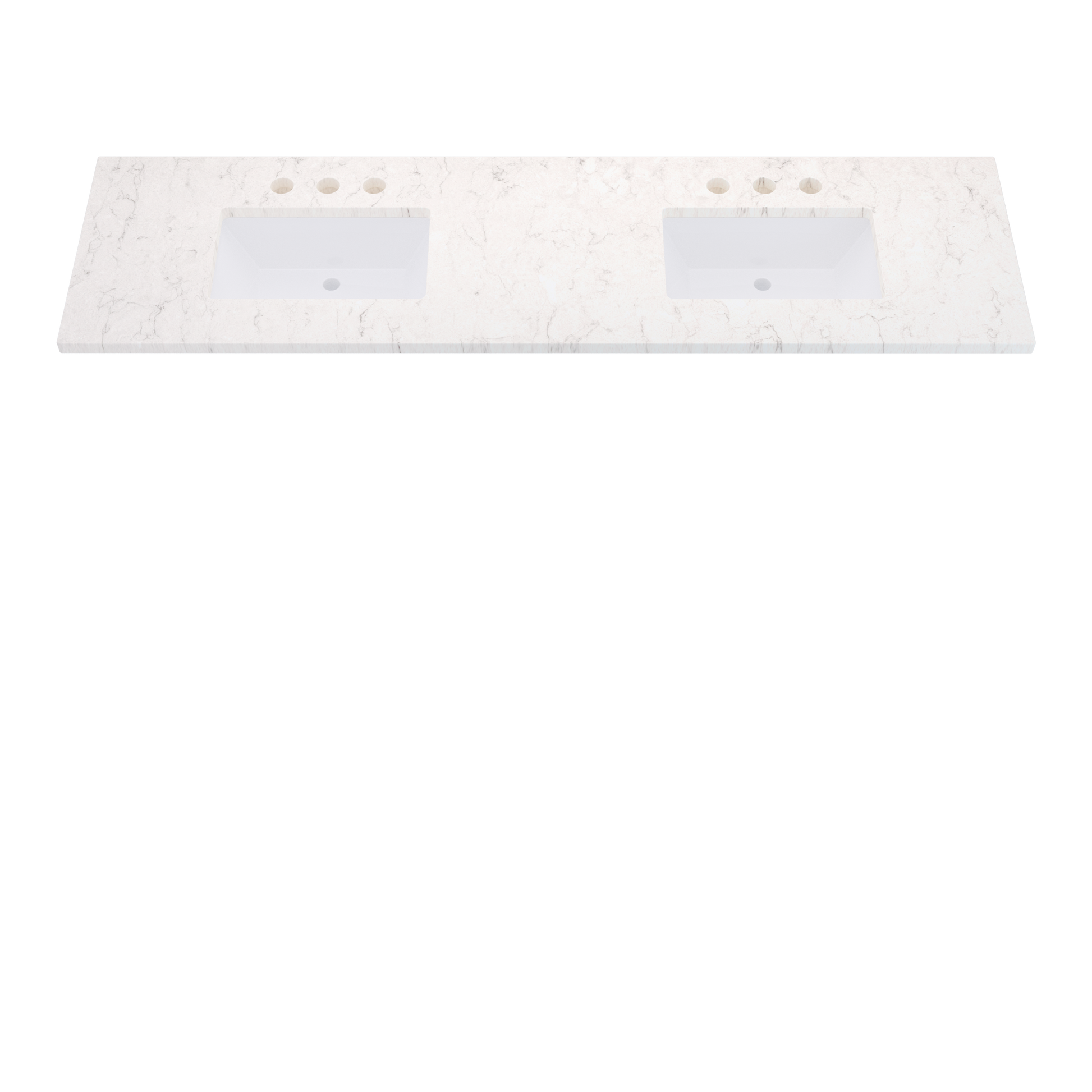 79" Vanderloc Silestone® Quartz Bathroom Vanity Top | Double Rectangle Sink | Centered in Snowy Ibiza