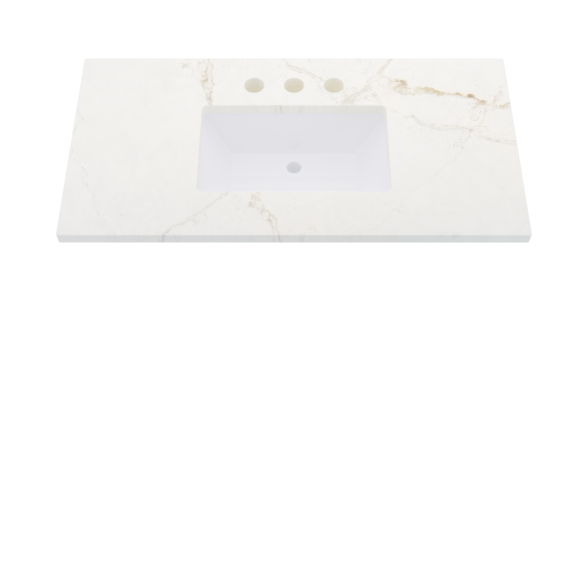43" Vanderloc Silestone® Quartz Bathroom Vanity Top | Single Rectangle Sink | Centered in Blanc Elysee