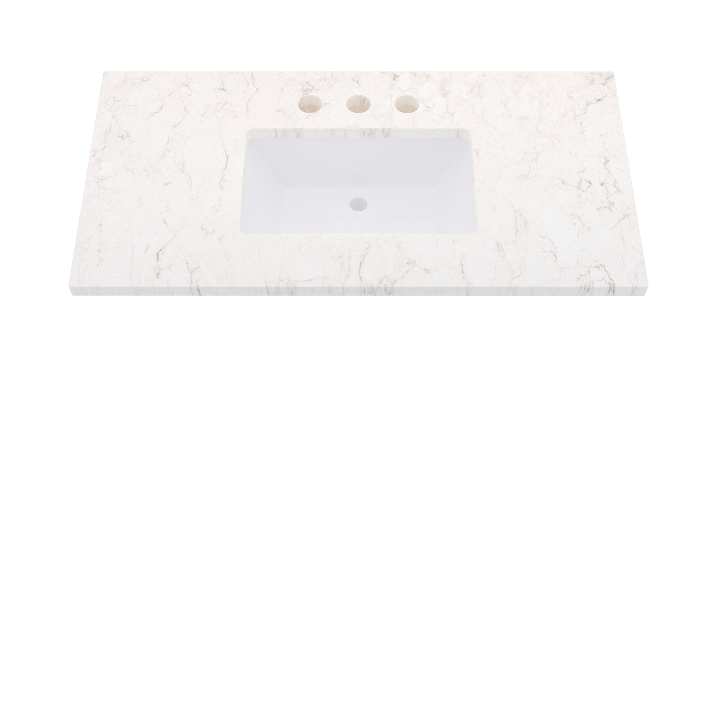 43" Vanderloc Silestone® Quartz Bathroom Vanity Top | Single Rectangle Sink | Centered in Snowy Ibiza