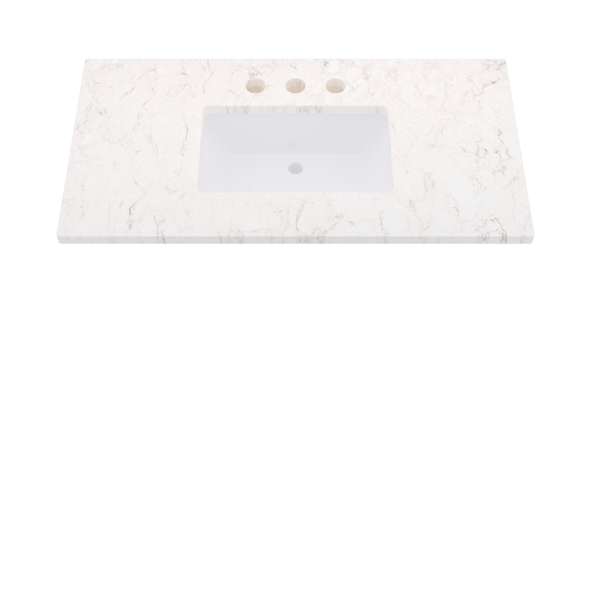 43" Vanderloc Silestone® Quartz Bathroom Vanity Top | Single Rectangle Sink | Centered in Snowy Ibiza