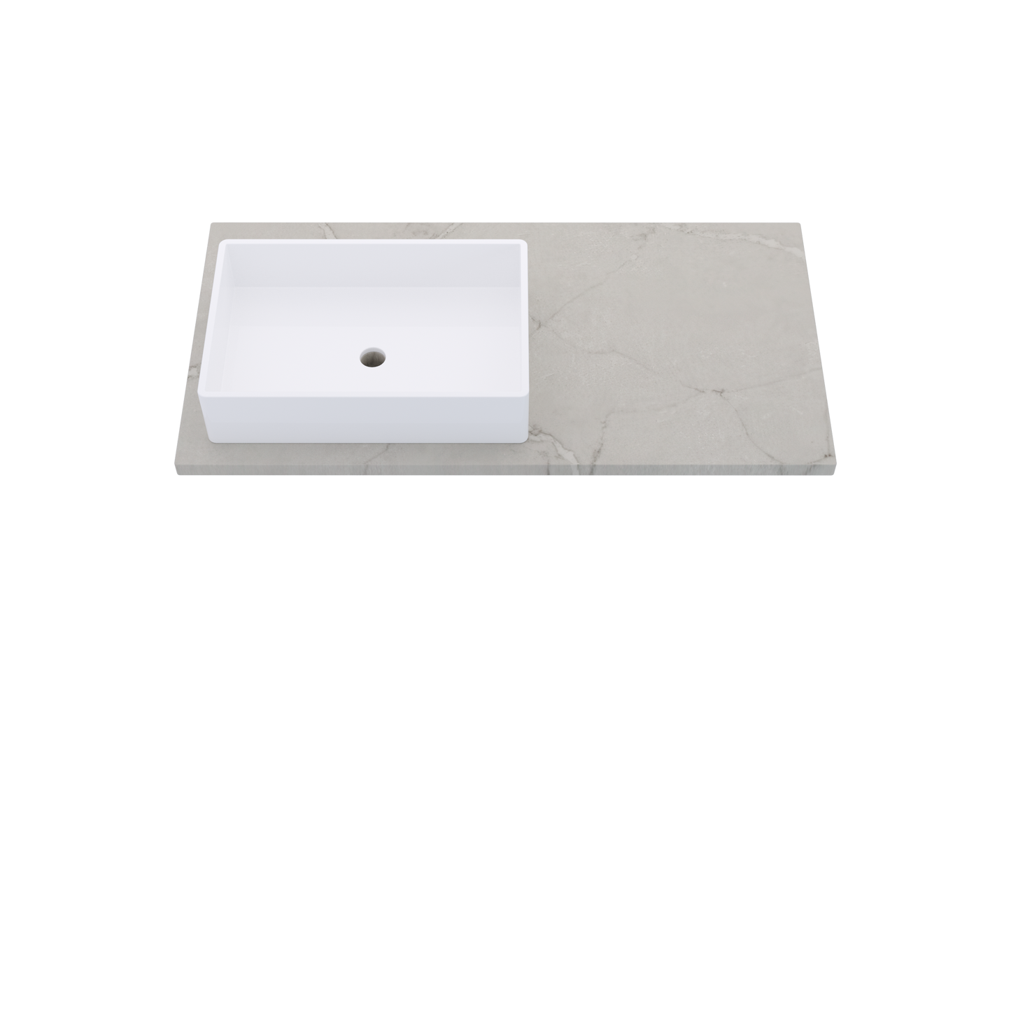 43" Vanderloc Silestone® Quartz Bathroom Vanity Top | Single Rectangle Sink | Offset in Victorian Silver