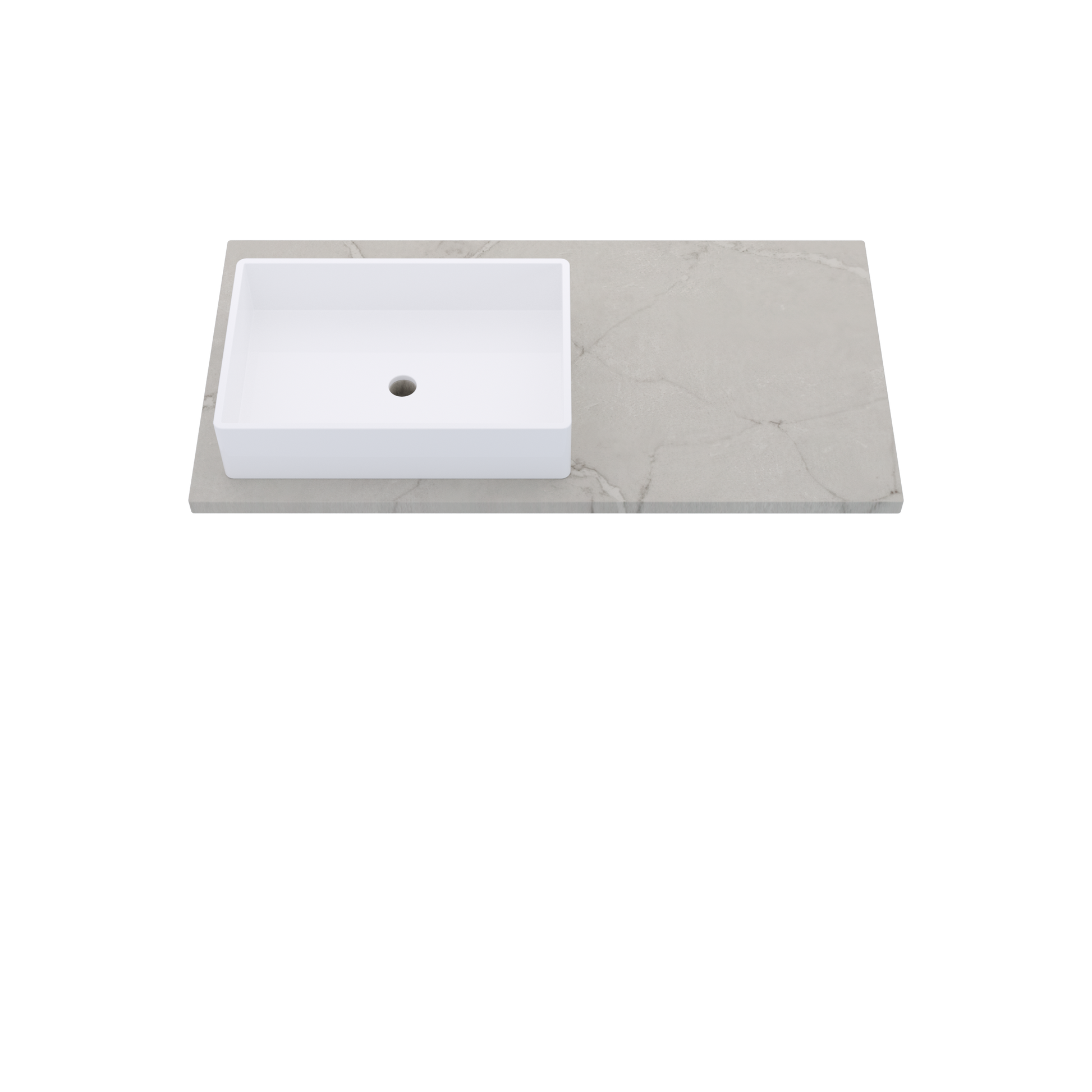 43" Vanderloc Silestone® Quartz Bathroom Vanity Top | Single Rectangle Sink | Offset in Victorian Silver