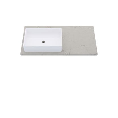 43" Vanderloc Silestone® Quartz Bathroom Vanity Top | Single Rectangle Sink | Offset in Victorian Silver
