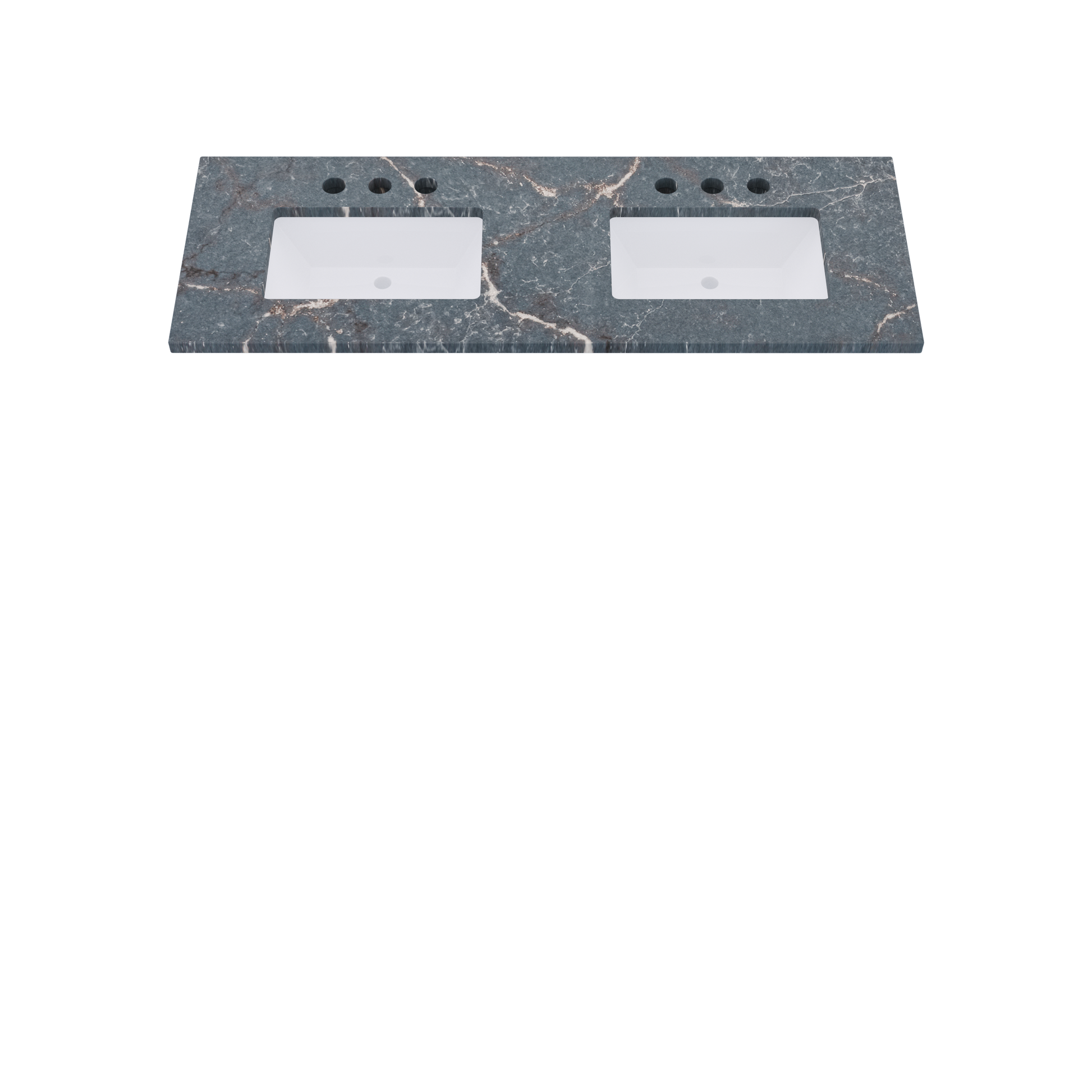 61" Vanderloc Silestone® Quartz Bathroom Vanity Top | Double Rectangle Sink | Centered in Parisien Bleu