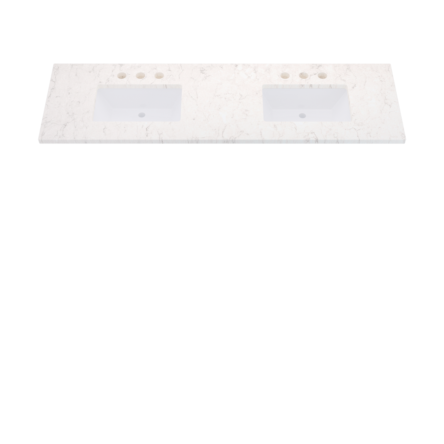 73" Vanderloc Silestone® Quartz Bathroom Vanity Top | Double Rectangle Sink | Centered in Snowy Ibiza