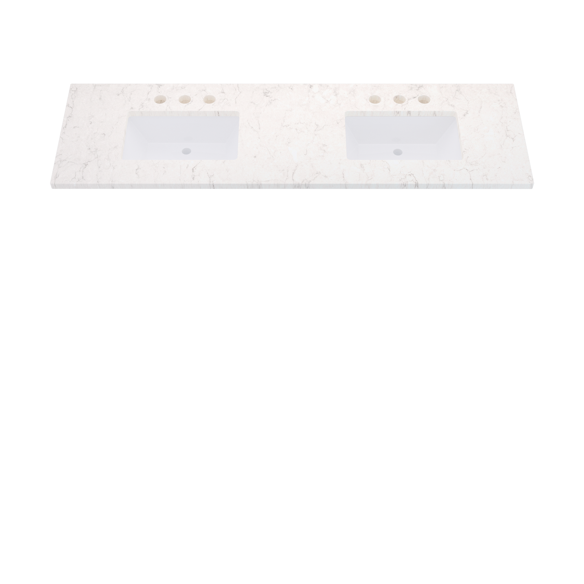 73" Vanderloc Silestone® Quartz Bathroom Vanity Top | Double Rectangle Sink | Centered in Snowy Ibiza