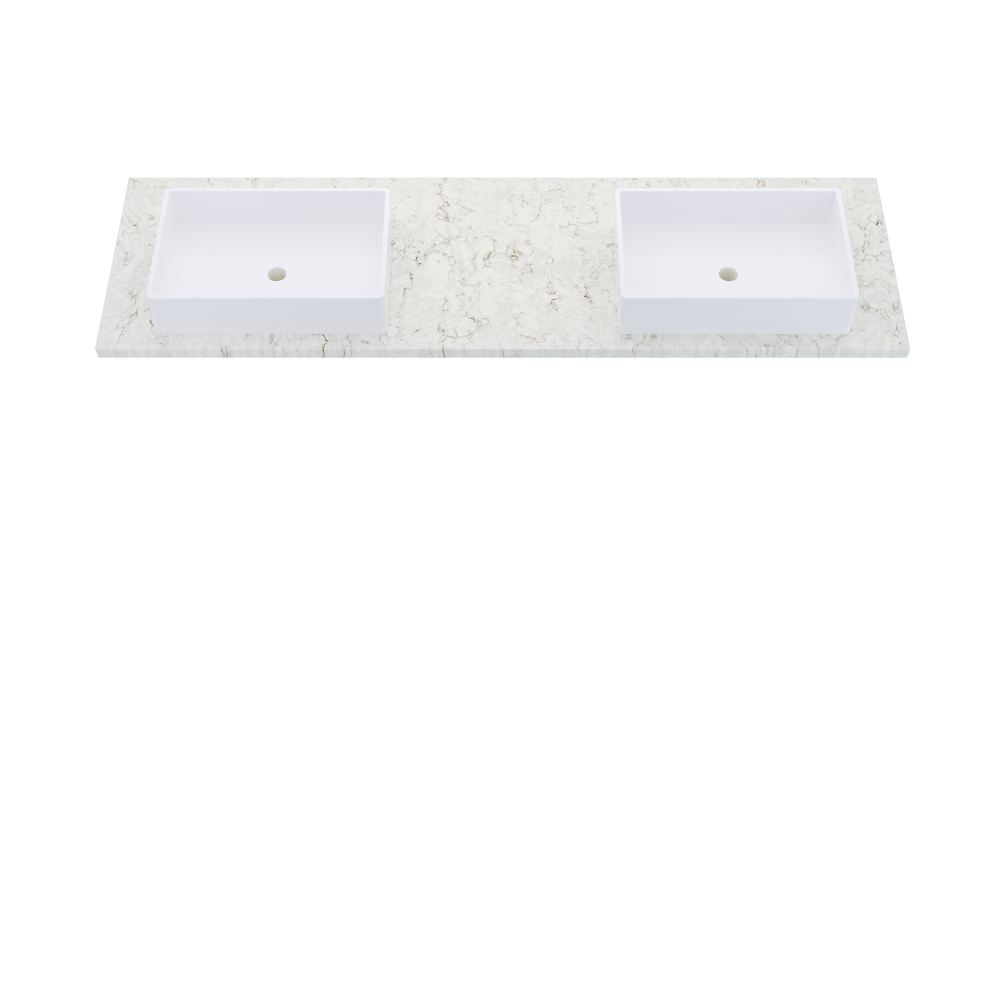 73" Vanderloc Silestone® Quartz Bathroom Vanity Top | Double Vigo Sink | Offset in Lusso
