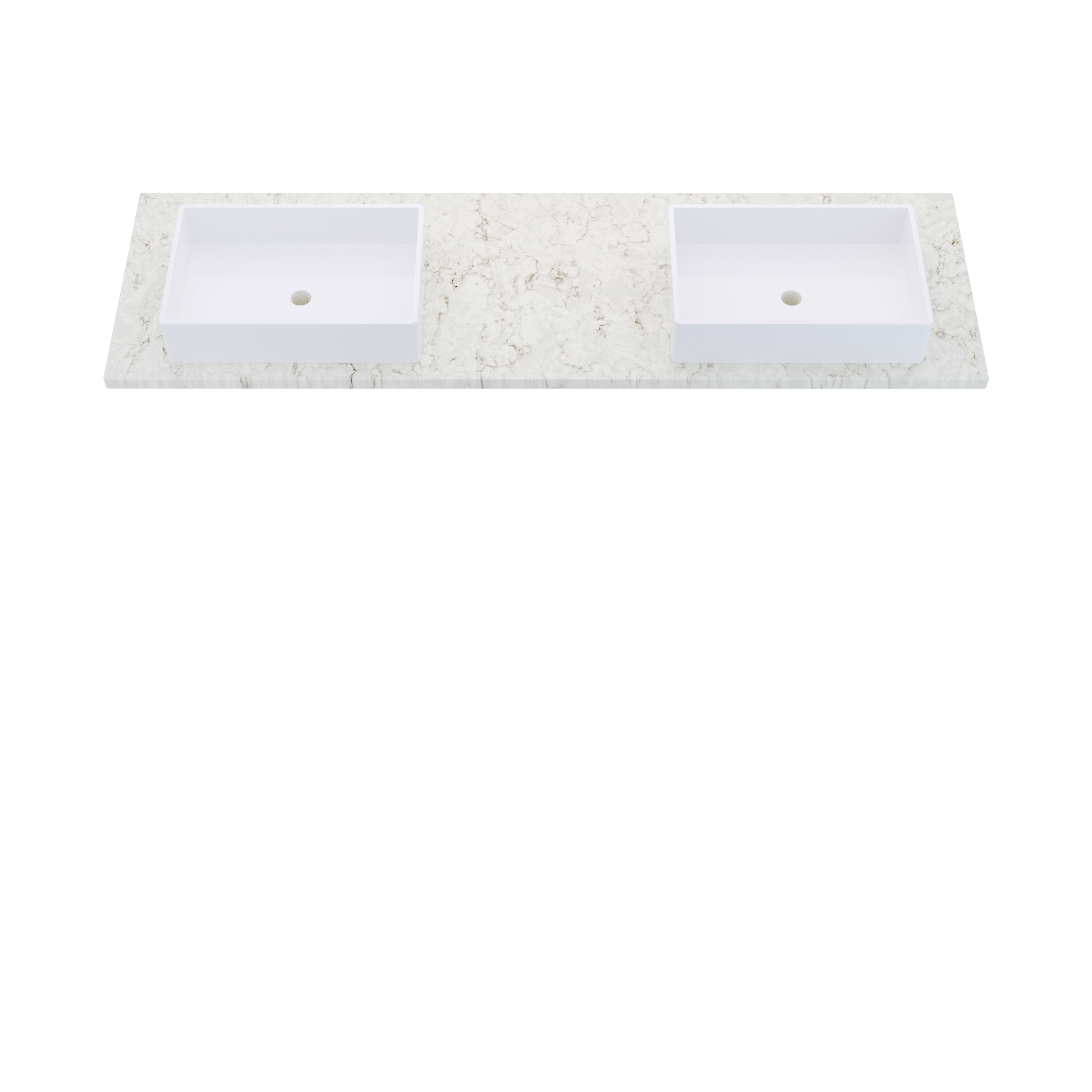 73" Vanderloc Silestone® Quartz Bathroom Vanity Top | Double Vigo Sink | Offset in Lusso