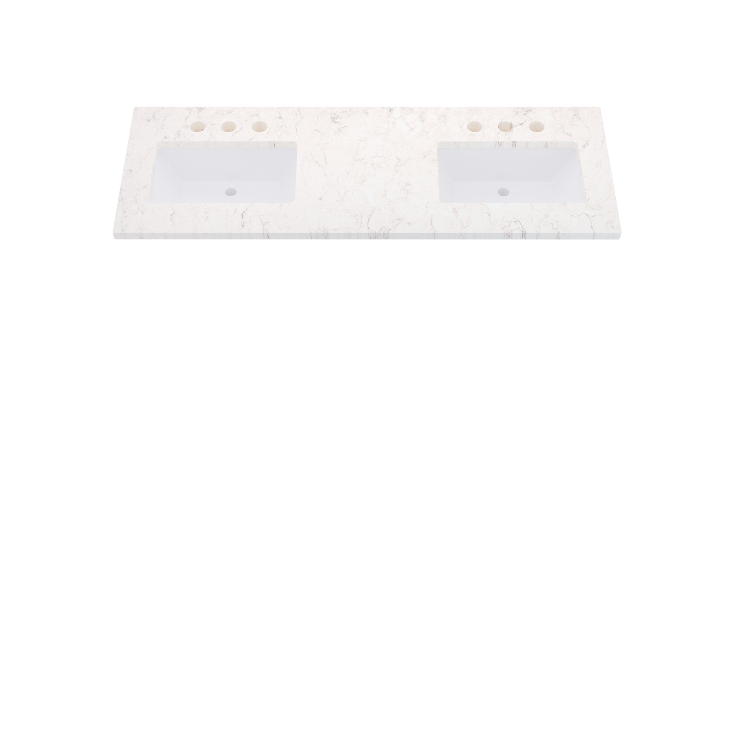 61" Vanderloc Silestone® Quartz Bathroom Vanity Top | Double Rectangle Sink | Offset in Snowy Ibiza