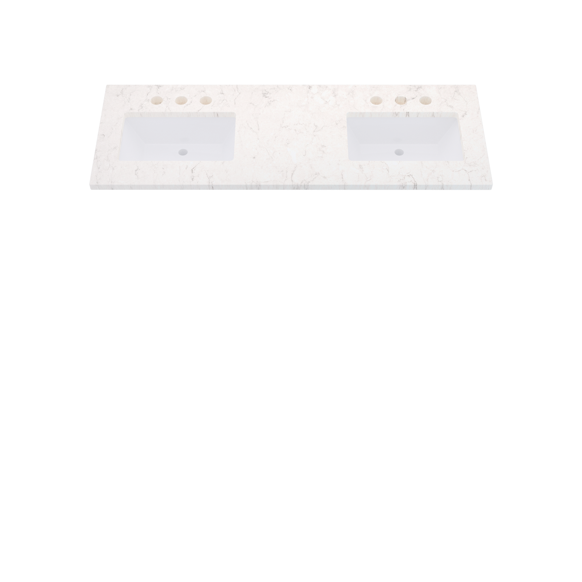 61" Vanderloc Silestone® Quartz Bathroom Vanity Top | Double Rectangle Sink | Offset in Snowy Ibiza